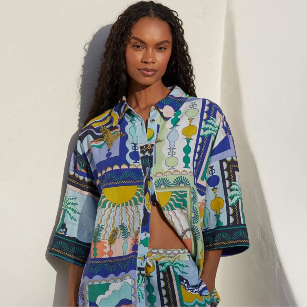 Anthropologie Linen Blend Top
